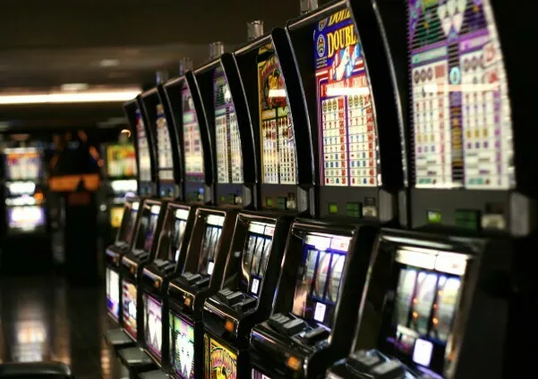Row of video gaming machines in a casino